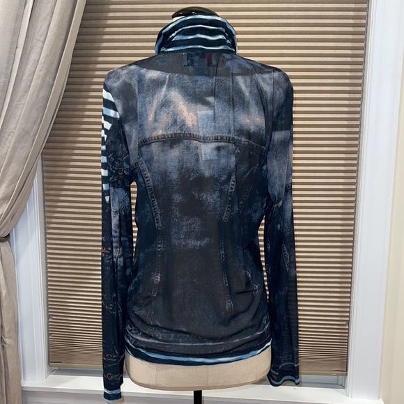NWOT My Stuff (Boutique Buys By Belinda) Sheer Denim Print Zip Jacket - Picture 5 of 9